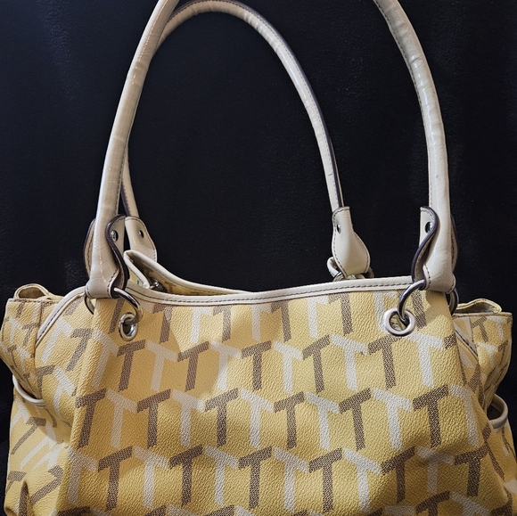 Tignanello Signature Leather Shoulder Bag/Satchel-Yellow, Cream, & Brown - Picture 2 of 16